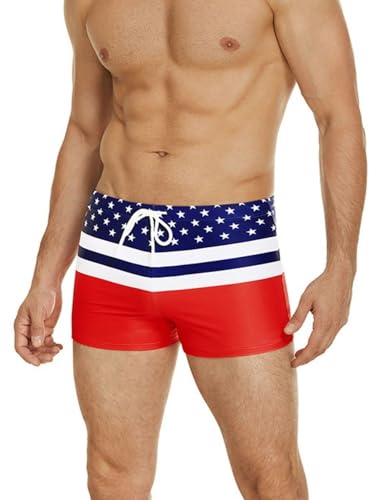 AI'MAGE Herren Badehose athletisch schnelltrocknender Badeshorts für Männer, Stern Navy M von AI'MAGE