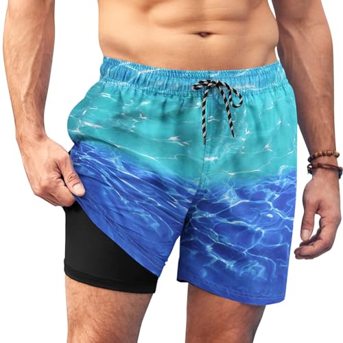 AI'MAGE Badeshorts Herren Lang Badehose Herren mit Tunnelzug Swimming Shorts Men Kurz Schwimmhose Männer Bademode Sommer, Licht, M von AI'MAGE