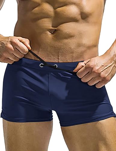 AI'MAGE Schwimmhose kurz eng Jungen Training Badehose für Herren Wettkampf Swimwear Badebekleidung Junge Kastenbadehose Männer Swim Trunks Badepants Sport, Navyblau, XXL von AI'MAGE