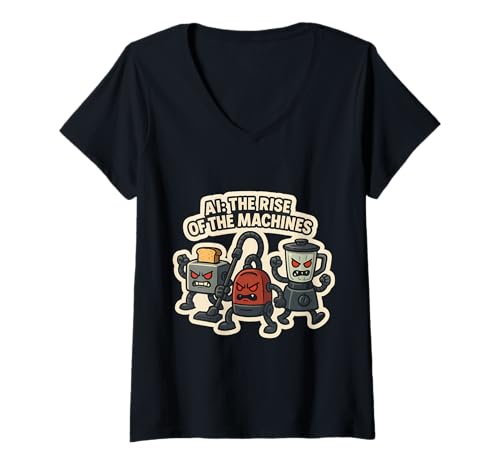 Damen AI The Rise of The Machines Lustige Künstliche Intelligenz T-Shirt mit V-Ausschnitt Damen AI The Rise of The Machines Lustige Künstliche Intelligenz T-Shirt mit V-Ausschnitt von AI The Rise Of The Machines Funny Products