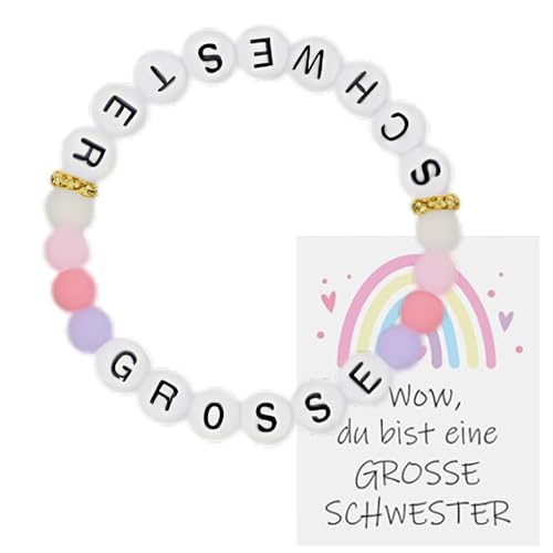 AIAIDIDIY Große Schwester Armband, Elastisches Perlenarmband Mit Karte Für Kinder & Mädchen, Geschenk Zur Geburt, Bunt AIAIDIDIY Große Schwester Armband, Elastisches Perlenarmband Mit Karte Für Kinder & Mädchen, Geschenk Zur Geburt, Bunt von AIAIDIDIY