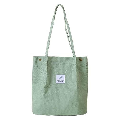 AIBAOBAO Umhängetasche Damen, Cord Tasche Damen Groß, Schultertasche Handtasche Tote Bag Shopper Damen, Fashion Stofftasche, Henkeltasche für Alltag, Büro, Schulausflug, Reise und Einkauf (Grün) von AIBAOBAO