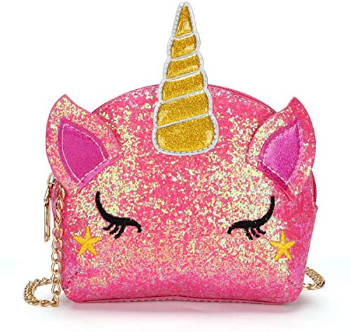 AIBEARTY Kleine Mädchen-Handtasche mit Glitzer-Pailletten und kleinen Einhorn-Pailletten, als Umhängetasche, als Geschenk für Kleinkinder, Pink (rose), Small von AIBEARTY