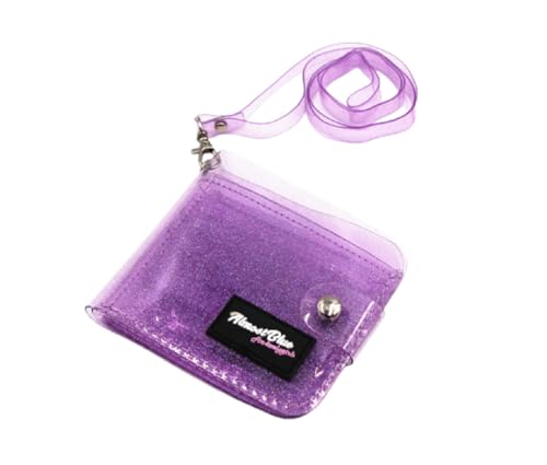 Aibearty Damen Mädchen Glitzer Transparent PVC Dünn Faltbare börse ID Kreditkartenetui Halter Clutch börse Münzbörse mit Schnur zum Aufhängen von AIBEARTY