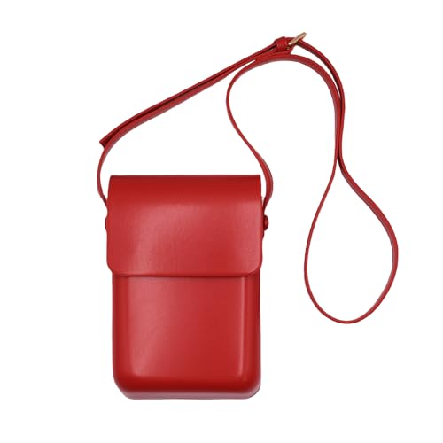 Modische Damen-Umhängetasche aus PU-Leder mit Druckschalen-Design, klein, quadratisch, Handy-Geldbörse, Schulter-Handtasche, Rot (klein), Small, modisch von AIBEARTY