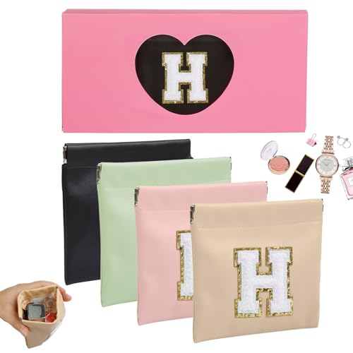 AIBFRID Kleine Make-up-Tasche für Geldbörse, tragbare Kosmetiktaschen für Damen, Münzgeldbörse, Lippenstift, Kosmetikzubehör, Organizer, kleines Reise-Set, Aufbewahrungstasche, 4 Stück, Schwarz, Rosa von AIBFRID