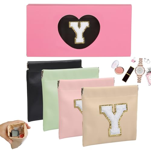 AIBFRID Kleine Make-up-Tasche für Geldbörse, tragbare Kosmetiktaschen für Damen, Münzgeldbörse, Lippenstift, Kosmetikzubehör, Organizer, kleines Reise-Set, Aufbewahrungstasche, 4 Stück, Schwarz, Rosa von AIBFRID