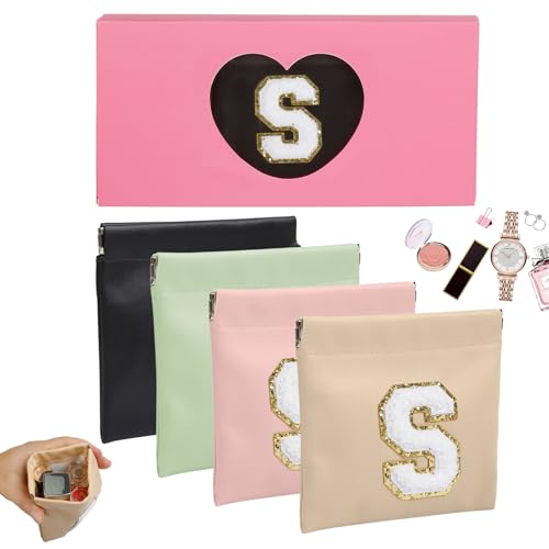 AIBFRID Kleine Make-up-Tasche für Geldbörse, tragbare Kosmetiktaschen für Damen, Münzgeldbörse, Lippenstift, Kosmetikzubehör, Organizer, kleines Reise-Set, Aufbewahrungstasche, 4 Stück, Schwarz, Rosa AIBFRID Kleine Make-up-Tasche für Geldbörse, tragbare Kosmetiktaschen für Damen, Münzgeldbörse, Lippenstift, Kosmetikzubehör, Organizer, kleines Reise-Set, Aufbewahrungstasche, 4 Stück, Schwarz, Rosa von AIBFRID