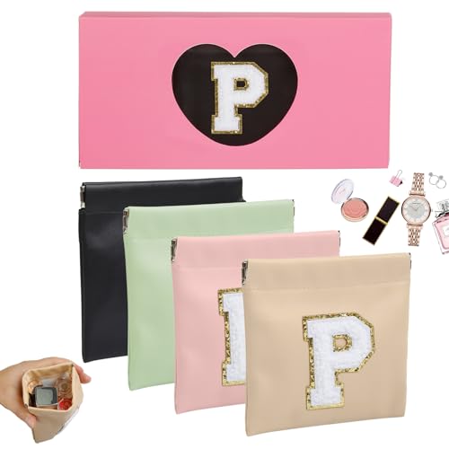 AIBFRID Kleine Make-up-Tasche für Geldbörse, tragbare Kosmetiktaschen für Damen, Münzgeldbörse, Lippenstift, Kosmetikzubehör, Organizer, kleines Reise-Set, Aufbewahrungstasche, 4 Stück, Schwarz, Rosa von AIBFRID