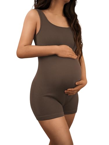 AIBIANOCEL Damen Ma001 Umstandsstrampler, Kaffee, M von AIBIANOCEL