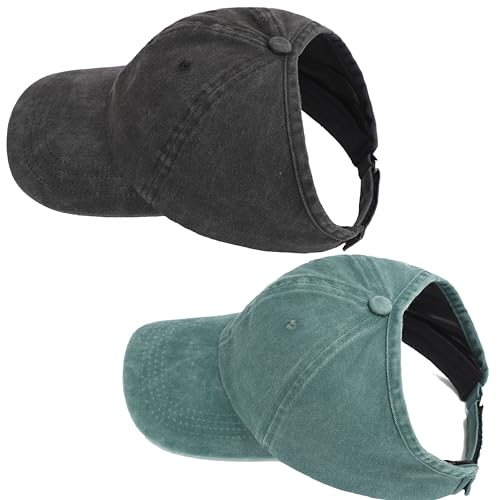 AICILY Baseballkappe für Damen mit offener Rückseite, für natürlich lockiges Haar, Afro-Frisur, Pferdeschwanz-Hut, 2er-Pack, Einheitsgröße-L von AICILY