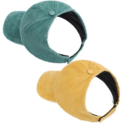AICILY Baseballkappe für Damen mit offener Rückseite, für natürlich lockiges Haar, Afro-Frisur, Pferdeschwanz-Hut, 2er-Pack, Einheitsgröße-L von AICILY