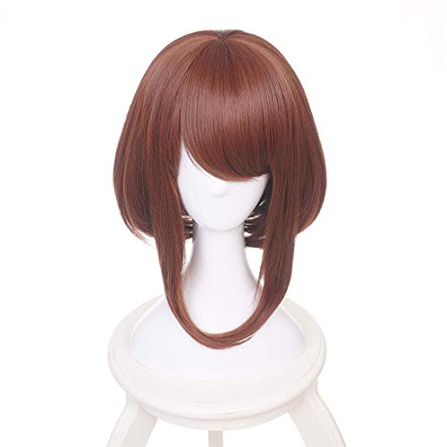 AICWDIVA My Hero Academia Uraraka Ochako weibliche Cosplay-Perücke, kurz, glatt, Bob, braune Perücke, Anime, Kunsthaar, Halloween-Kostüm, Party-Perücken (Uraraka Ochaco) von AICWDIVA