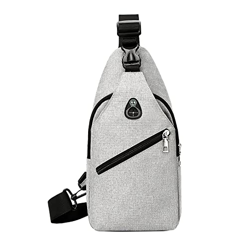 AIDBUCKS ABK Schultertasche Umhängetasche Brusttasche Sling Pack - Kompakt & Leicht - Unisex - 3 Fächer + Praktischer USB-Anschluss - Spazieren Reisen Sport (Grau) von AIDBUCKS