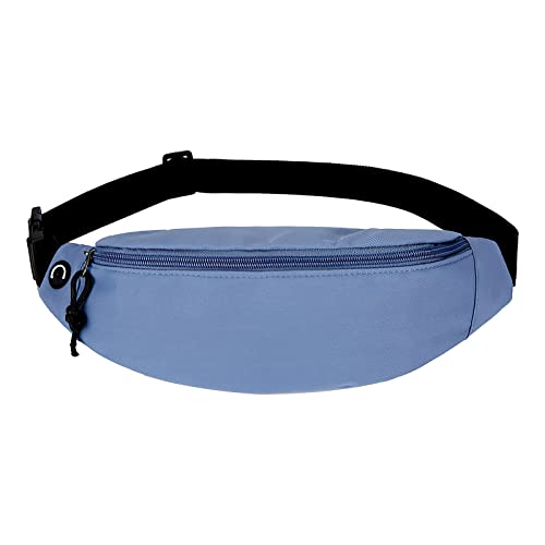 AIDBUCKS Mode-Gürteltasche DL-2026 Basic Sport-Bauchtausche Wander-Hüfttasche Weicher Stoff 2 Fächer Reißverschluss Verstellbarer Gurt Damen/Herren(Blau). von AIDBUCKS