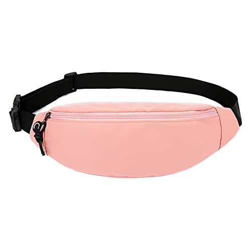 AIDBUCKS Mode-Gürteltasche DL-2026 Basic Sport-Bauchtausche Wander-Hüfttasche Weicher Stoff 2 Fächer Reißverschluss Verstellbarer Gurt Damen/Herren(Rosa). von AIDBUCKS