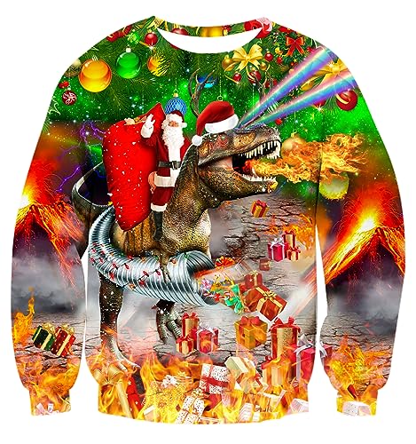 AIDEAONE Herren Damen Weihnachten 3D Weihnachtsmann Langarm T-Shirt Sweatshirt von AIDEAONE