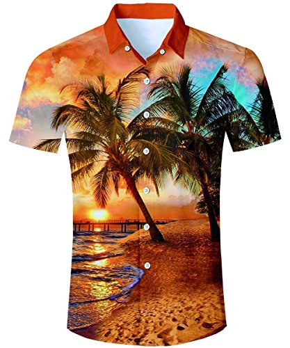 AIDEAONE Herren Hawaii Aloha Hemd Sommerhemd Freizeithemd Strandkleidung von AIDEAONE