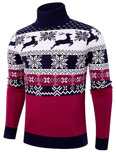 AIDEAONE Herren Pullover Rollkragen Turtleneck Strickpullover Stehkragen Pullover Sweater Slim Fit Basic Feinstrick Rollkragenpullover von AIDEAONE