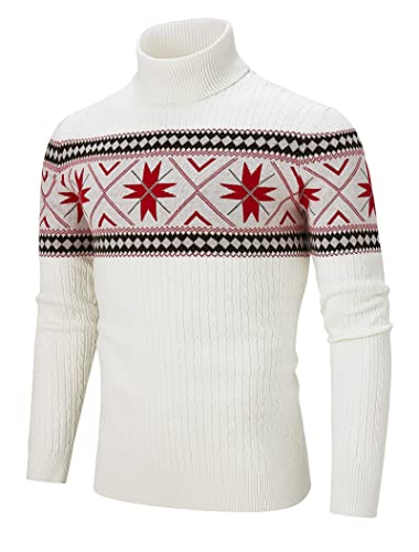 AIDEAONE Weihnachtspullover Rollkragenpullover Herren Stehkragenpullover Winter Pullover Rollkragenstrickpullover Rollkragenpulli Männer Pulli Strickpullover Slim Fit M von AIDEAONE