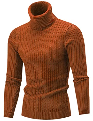 AIDEAONE Herren Rollkragenpullover Rollkragenstrickpullover Rollkragenpulli Stehkragenpullover Winter Pullover Männer Pulli Strickpullover Turtleneck Khaki Slim Fit XL von AIDEAONE
