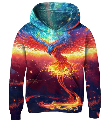 AIDEAONE Jugend Teenager Hoodie 3D Hooded Sweatshirt Phönix Pullover 8-11 Jahre (XL) von AIDEAONE