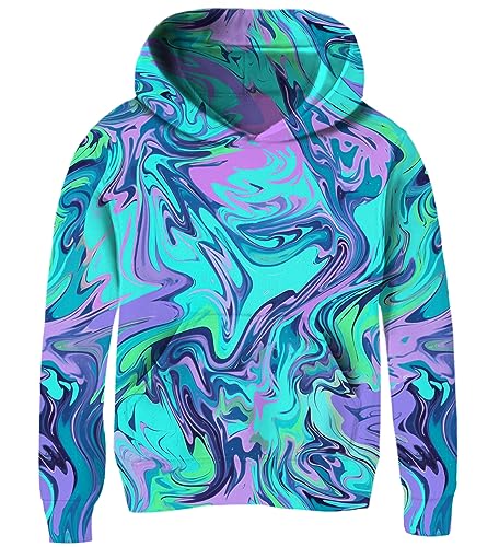 AIDEAONE Junge Teenager Hoodie 3D Kapuzenpullover Pulli Blau 6-7 Jahre (L) von AIDEAONE