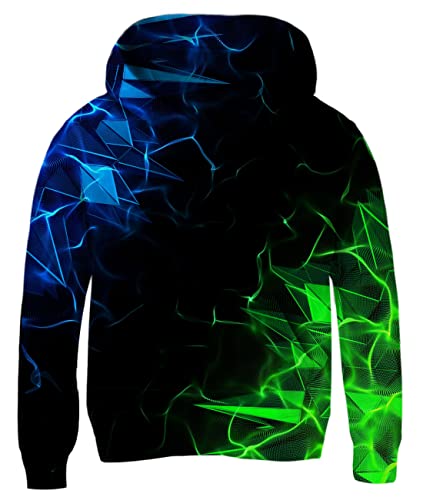 AIDEAONE Jungen Mädchen Pullover Hoodie 3D Aufdruck Coole Diamantherz Muster Kapuzenpulli Kinder Sweatshirt Hooded Sweat von AIDEAONE