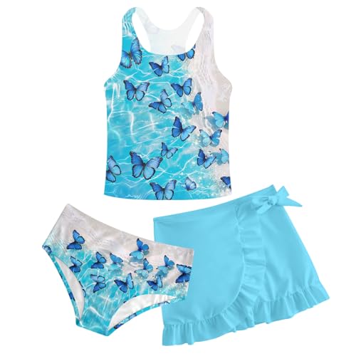 AIDEAONE Kinder Badeanzüge Mädchen Bikini mit Rock Entzückende Schwimmkostüm Galaxis Print Bequeme Badebekleidung für Mädchen 9-10 Jahre, Größenetikett 10T Strand im Freien von AIDEAONE