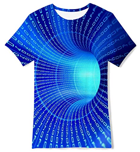 AIDEAONE Kinder Jungen T-Shirts Sommer Tops Blau 3D Drucken T-Shirt 13-14 Jahre,L von AIDEAONE