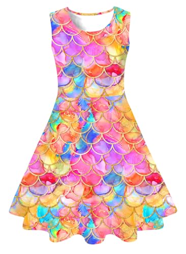 AIDEAONE Kleider für Mädchen Sommerkleid Mädchen Bunt Kleid Kinder 4-5 Jahre, S von AIDEAONE