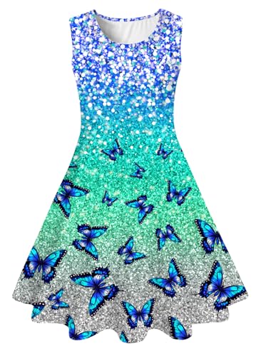 AIDEAONE Kleider für Mädchen Sommerkleid Mädchen Bunt Schmetterling Kleid Kinder 4-5 Jahre, S von AIDEAONE