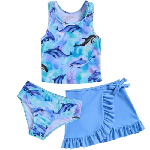 AIDEAONE Mädchen Bikini-Badebekleidung Delfin Kinder Swim-Kostüm Leichter Tankini-Badeanzug für Strandferien im Freien Schwimmanzug 11-12 Jahre, Größenetikett 12T von AIDEAONE