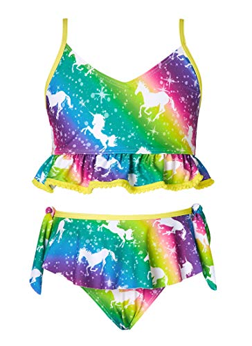 AIDEAONE Mädchen Bikini zweiteilig Tankini Set Entzückende Volant Top Badeanzug Kinder Schwimmkostüm Alter 11-12 Strand Surfurlaub Geschenke Schwimmanzug von AIDEAONE