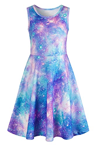 AIDEAONE Mädchenkleid A-Linie Ärmelloses Sommerkleid Buntes Kleid 10-12 Jahre, XL von AIDEAONE