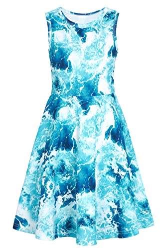 AIDEAONE Mädchenkleid Mädchen Sommer Kleid Blau Kleid 10-12 Jahre, XL von AIDEAONE