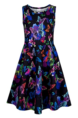 AIDEAONE Mädchenkleid Mädchen Sommer Kleid Schwarz Schmetterling Kleid 10-12 Jahre, XL von AIDEAONE