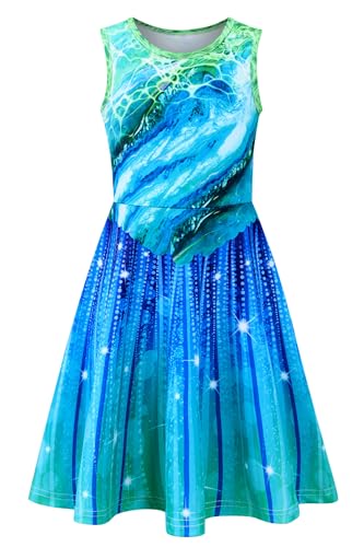 AIDEAONE Mädchenkleid Sommerkleid Mädchen Meerjungfrau Kleid Ozean Kleid 4-5 Jahre, S von AIDEAONE