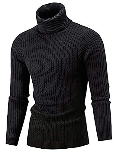 AIDEAONE Pullover Herren Rollkragenpullover Schwarz Stehkragenpullover Rollkragenstrickpullover Winter Pullover Rollkragenpulli Männer Pulli Strickpullover Slim Fit XXL von AIDEAONE