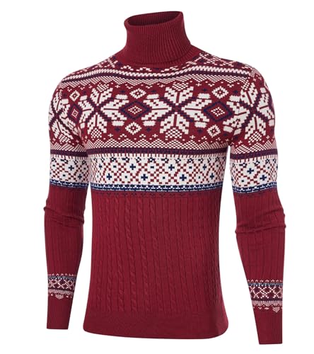 AIDEAONE Pullover Herren Weihnachtspullover Rollkragenpullover Stehkragenpullover Rollkragenstrickpullover Winter Pullover Rollkragenpulli Männer Pulli Strickpullover Slim Fit XXL von AIDEAONE