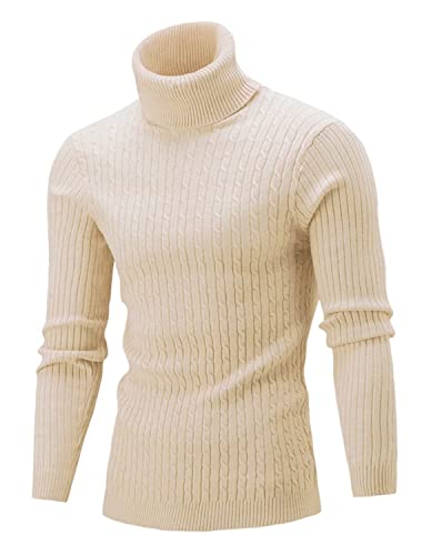 AIDEAONE Stehkragenpullover Rollkragenpullover Herren Helle Aprikose Rollkragenstrickpullover Rollkragenpulli Männer Pulli Strickpullover Unterziehrolli Slim Fit S von AIDEAONE