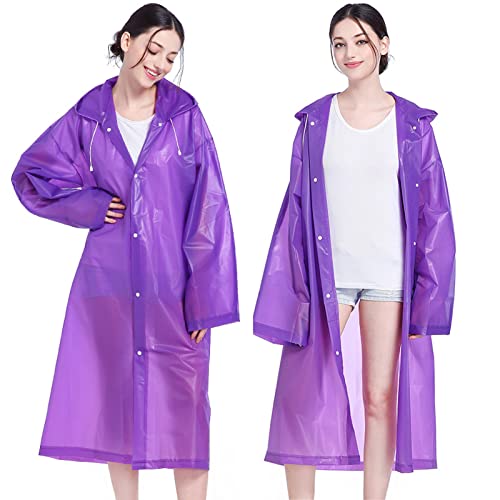 AIDEGER Regenmantel Durchsichtiger Regenponcho für Damen Herren, 2 Stück Wiederverwendbar Wasserdicht Regencape Regenjacke, Eva Atmungsaktiv Regen Zubehör für Wandern Radfahren Camping Reisen von AIDEGER