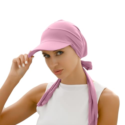AIDIER Damen Weiche Chemo Turban mit Krempe Damen Chemo Turban Mütze Sommer Damen Vorgebundenes Kopftuch für Haarausfall Chemo Turban für Krebs Slouchy Kopfwickel Strecken Muslimisches Kopftuch Chemo von AIDIER