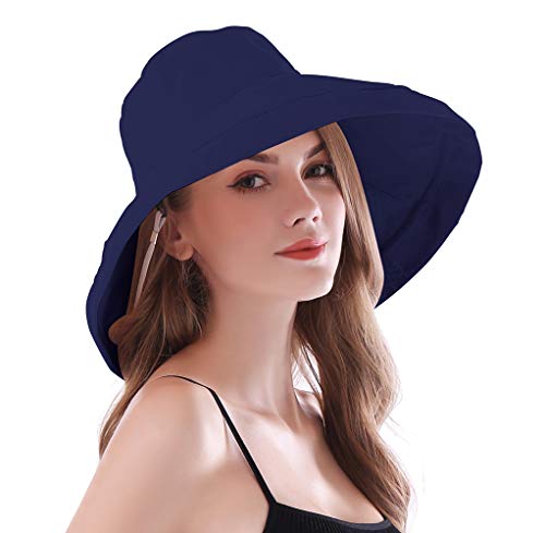 Damen Faltbarer Leichter Sommerhut mit Breite Krempe UV Schutz Sonnenschutz Fischerhut Reisen Sonnenhut mit Kinnband Elegant UPF 50+ Sommer Hut Strandhut Gartenhut Anglerhut von AIDIER