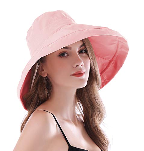 Damen Faltbarer Leichter Sommerhut mit Breite Krempe UV Schutz Sonnenschutz Fischerhut Reisen Sonnenhut mit Kinnband Elegant UPF 50+ Sommer Hut Strandhut Gartenhut Anglerhut von AIDIER