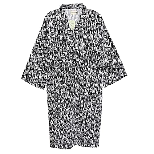 Schlafrock Kimono Herren Damen Loose Casual Home Pyjamas für Herren Nachtwäsche Schlafrock Schlafanzug Baumwolle Weich Langarm Bademantel Lang Schlafmantel Morgenmantel Japanische Saunamantel von AIDIER