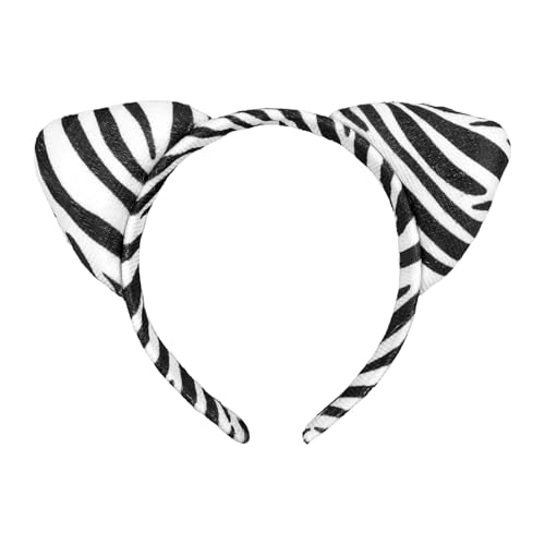 AIDVPOD Zebra-Stirnband, Katzenohren, Haarband, niedliches Tierhaar-Accessoire für Damen, Make-up, Halloween, Cosplay, Partyzubehör von AIDVPOD