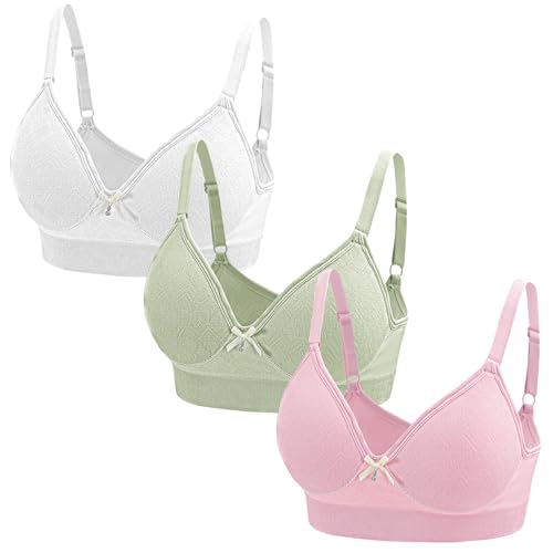 3er Pack BH Damen ohne Bügel Push Up Baumwolle Klassische BHS Set Weich Bequemer BH Unterwäsche Bra mit Verstellbarem für Alltag - XL von AIEOE