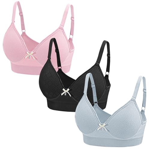 3er Pack BH Damen ohne Bügel Push Up Baumwolle Klassische BHS Set Weich Bequemer Unterwäsche Bra mit Verstellbarem für Alltag - XL von AIEOE