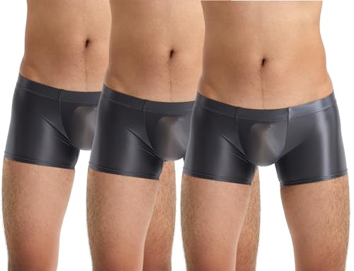 AIEOE 3 PCS Herren Boxer Shorts für Sex Sexy Slip mit Niedriger Taille Transparent im Schritt Größe XXL Grau*3 von AIEOE